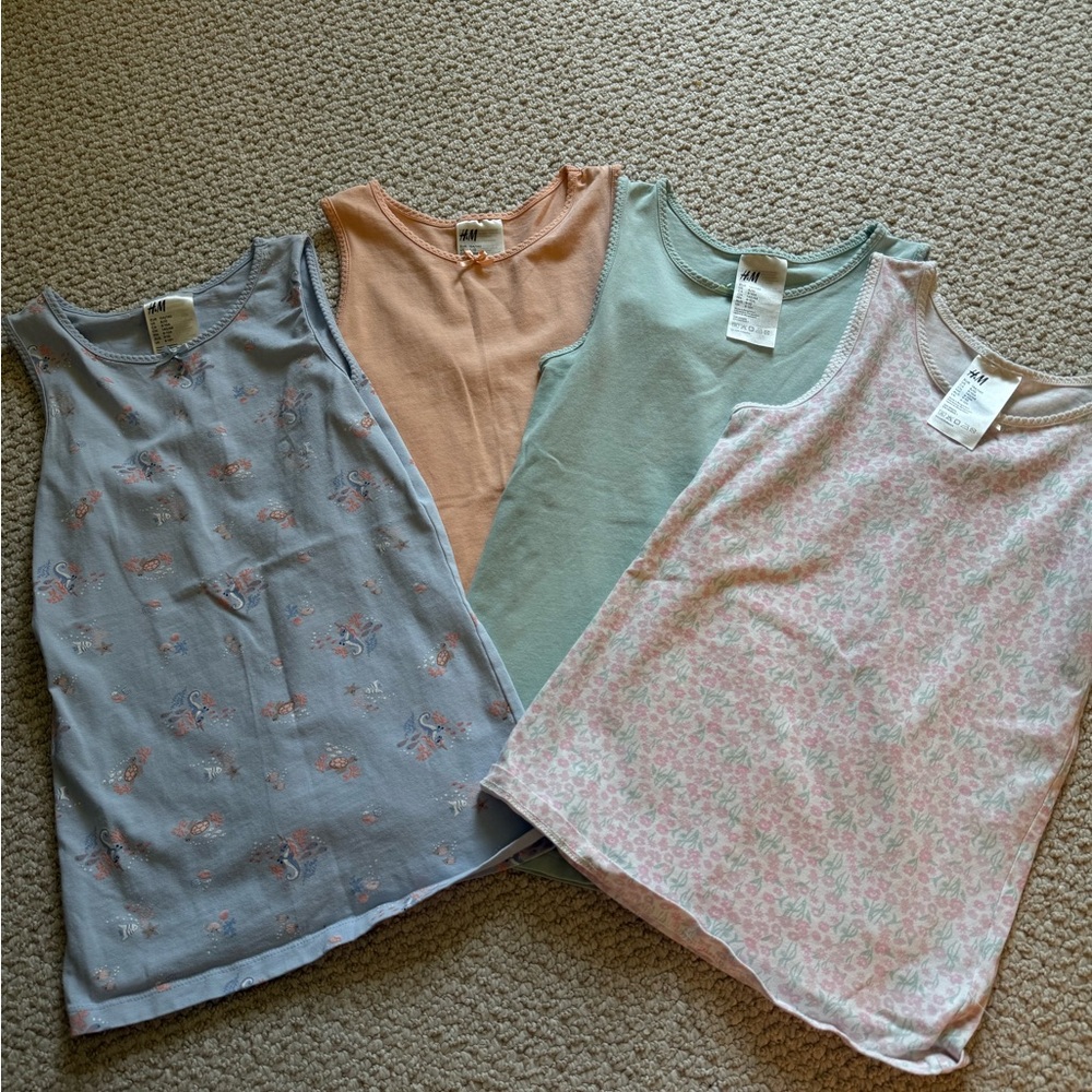 H&M Girls Floral Print, Green and Orange Tank Top